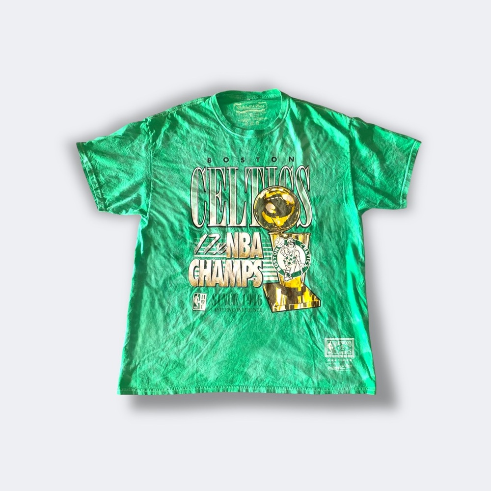 Mitchell & Ness Boston Celtics NBA Champions Green Tie Dye Graphic Tee | Size XL